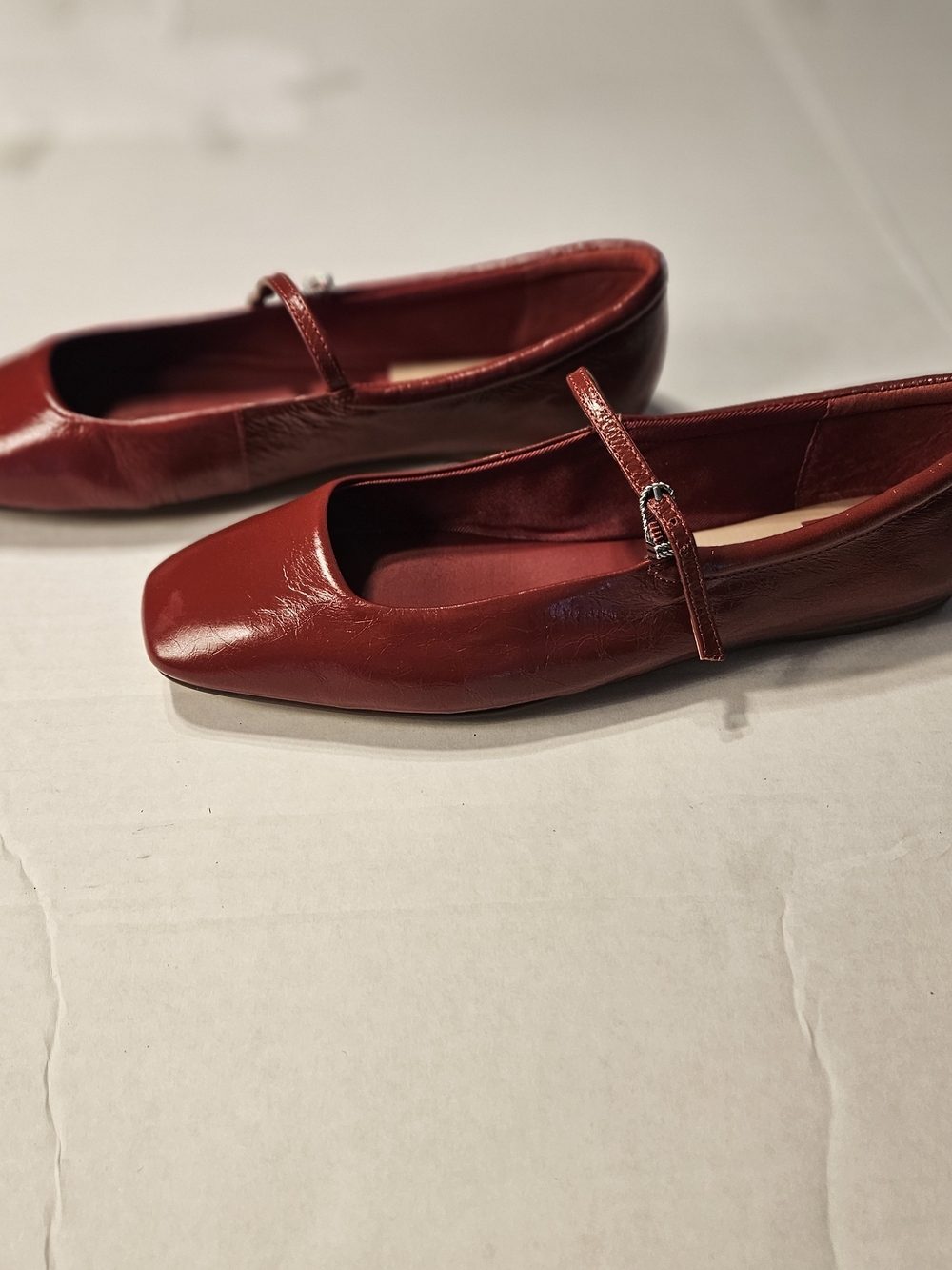 Dolce Vita Red Crinkle Mary Jane Ballet Flats